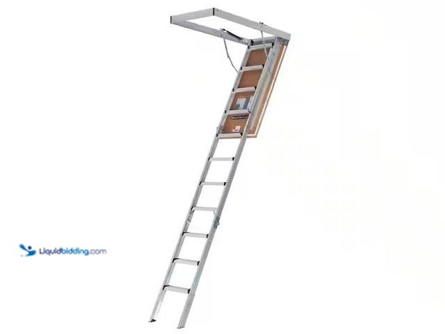 Lot 49-1568542 - Louisville Ladder Energy Efficient 7 ft. 8 in. to 10 ft. 3 in., 25.5 in. x 54 in. Insulated Aluminum...