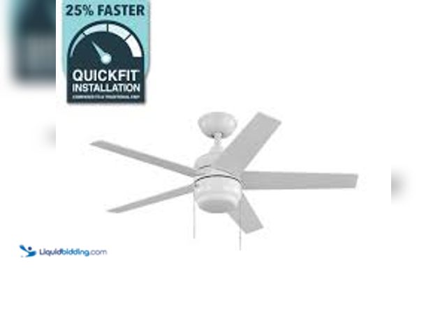 Lot 49-5407115 - Hampton Bay Mena 44 in. LED Indoor/Outdoor Matte White Ceiling Fan with Light Kit and Reversible Bla...