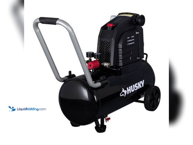 Lot 49-5546322 - Husky 8 Gal. 150 PSI Portable Electric Oil-Free Horizontal Hotdog Air Compressor with Rubber Wheels ...
