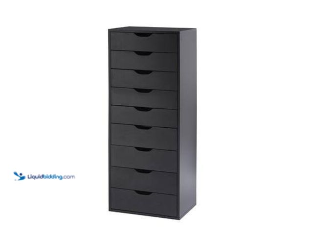 Lot 49-5572464 - HOMESTOCK 9-Drawer, Black Wood Storage Dresser Cabinet, 18.9 in. Large Storage and Closet Organizer,...