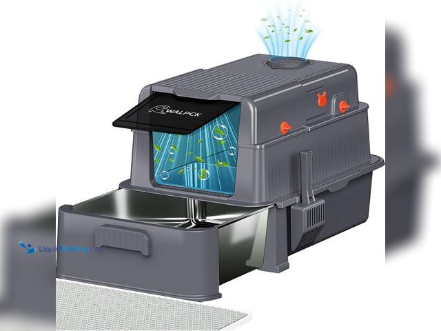 Lot 49-5538903 - 3-Tier Aluminum Metal Cat Litter Box with Cover & Scoop – Detachable Drawer for Easy Cleaning, Durab...