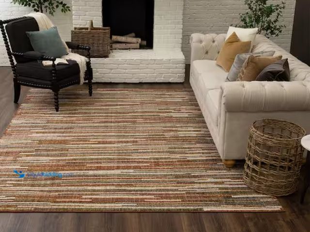 Lot 49-1567537 - Mohawk Home Gordon Red/Green 7 ft. 10 in. x 10 ft. Striped Area Rug, Model # 932893, Unused.   Ref#H...