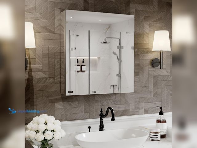Lot 49-5543400 - 24" W×26" H Medicine Cabinet, Aluminum Bathroom Mirror Cabinet with Adjustable Shelves, Quiet Hinge,...