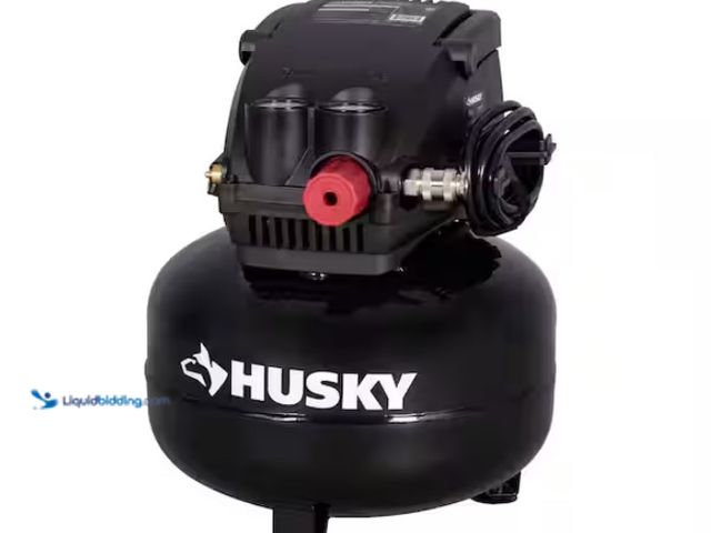Lot 49-1570192 - Husky 3 Gal. 120 PSI Portable Electric Oil-Free Light Duty Pancake Air Compressor with Fold Down Han...