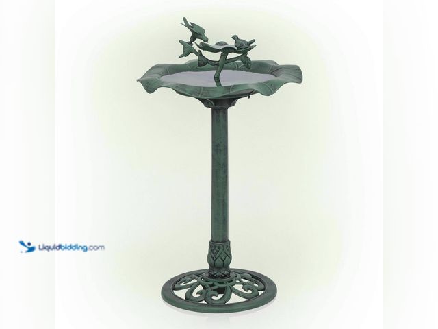 Lot 49-5435310 - Alpine Corporation
33 in. Tall Outdoor Lotus Birdbath Yard Statue, Green Unused