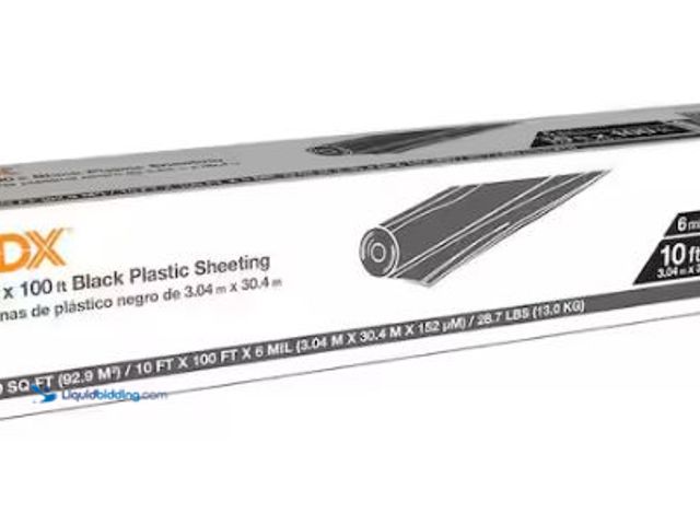 Lot 49-3473064 - HDX 10 ft. x 100 ft. Black 6 mil Plastic Sheeting, Model # CFHD0610B, Unused.  Ref#SB1029