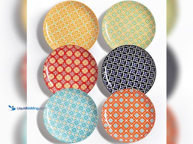 Lot 49-3527355 - 10" Ceramic Dinner Plates, Porcelain Dessert Salad Plate Set, Colorful Serving Dishes for Pasta, Pan...