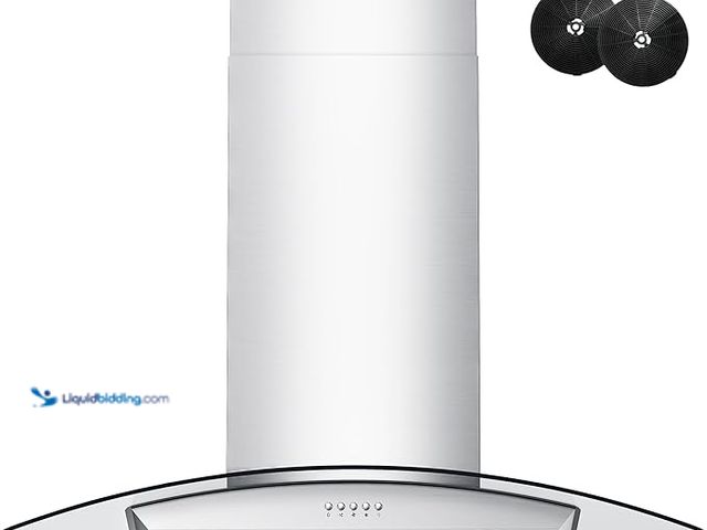 Lot 49-3600479 - FIREGAS Island Range Hood 36 inch, 700 CFM Ceiling Mount Kitchen Vent Hood Ducted/Ductless Convertib...