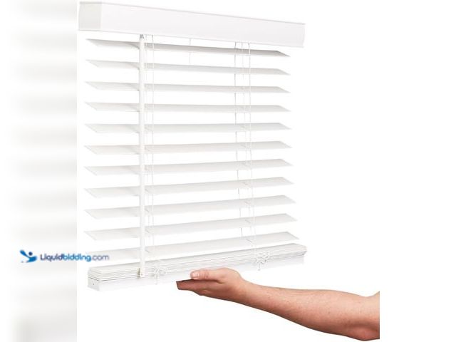 Lot 49-3512402 - LOTUS & WINDOWARE Cordless Faux Wood Blinds, 39" Wide x 84" Long, Smooth, Snow White, 2 Inch Horizon...