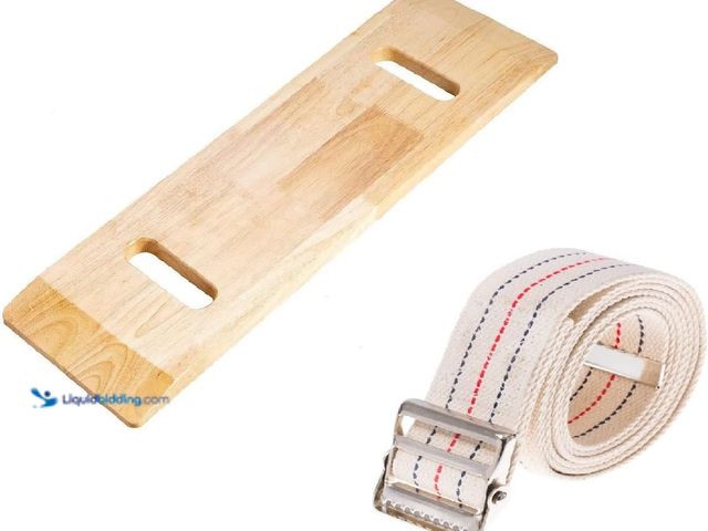 Lot 49-5437694 - COW&COW 24" Wooden Transfer Board and 60" Belt Kit for Patient, Senior and Handicap Move Assist and ...