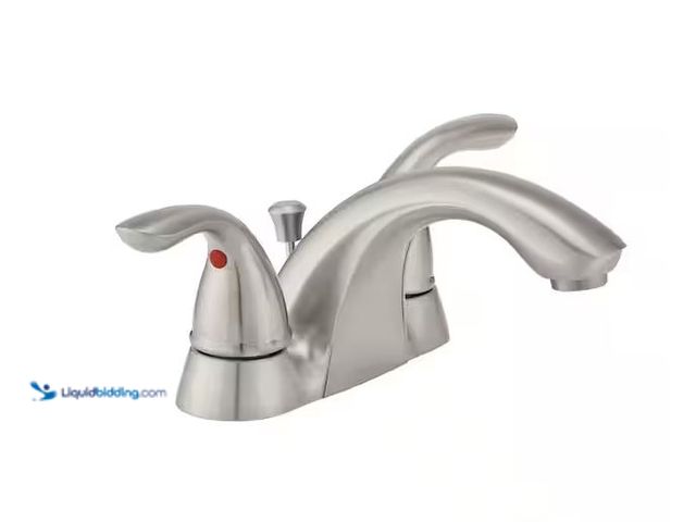 Lot 49-1576660 - Glacier Bay Builders 4 in. Center set Double Handle Low-Arc Bathroom Faucet in Brushed Nickel Model ...