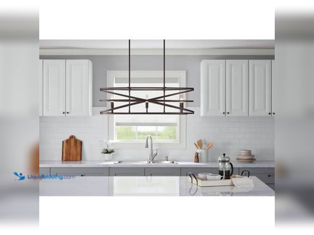 Lot 49-5559521 - Home Decorators Collection Sarolta Sands 6-Light Black Kitchen Island Pendant Light Fixture with Lin...