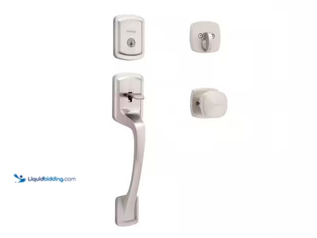 Lot 49-1567777 - Kwikset Prague Single Cylinder Door Handle set w/Soft Modern Rose Arroyo Knob featuring Smart Key Se...