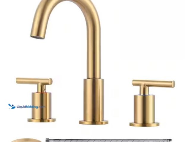 Lot 49-1518144 - WOWOW 8 in. Widespread Double Handle Bathroom Faucet in Brushed Gold Model # 2325200G, Unused  Ref#H...
