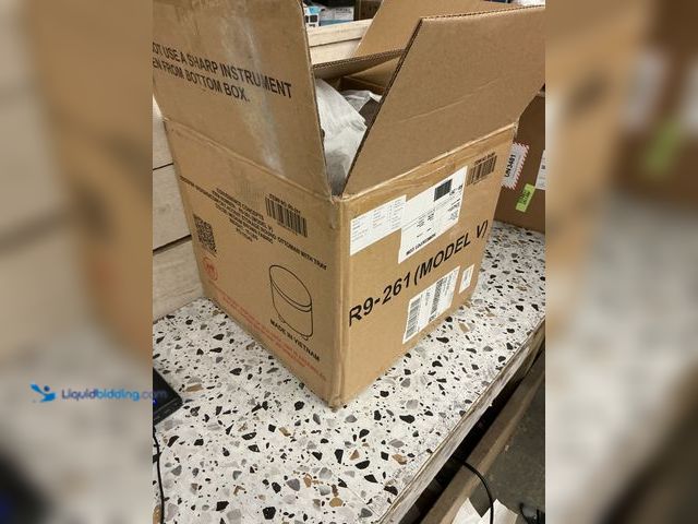 Lot 49-5485371 - Medium Brown Fabric Round Accent Storage Ottoman with Reversible Tray Lid. UPC 095285441105. Unused.