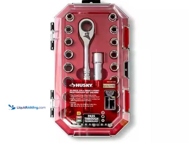 Lot 49-1568694 - Husky 3/8 in. Drive 6-Point Pass-Thru Ratchet and Socket Set (35-Piece) Model # H3DTHRU35PCSWS, New ...