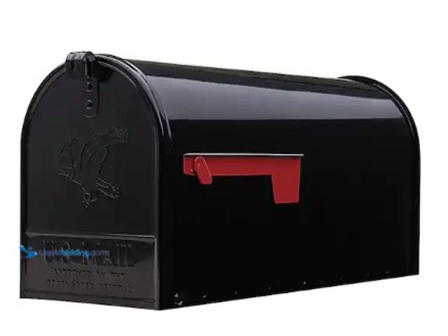 Lot 49-3631129 - Architectural Mailboxes Elite Black, Large, Steel, Post Mount Mailbox, Model # E1600BAM, Unused.   R...