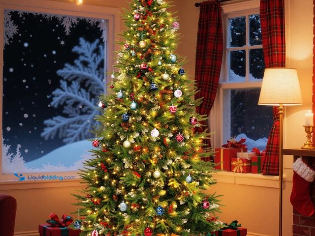 Lot 49-1546913 - Yexmas 6ft Pre-Lit Artificial Christmas Trees, Green Xmas Tree with Large Christmas Tree Storage Bag...