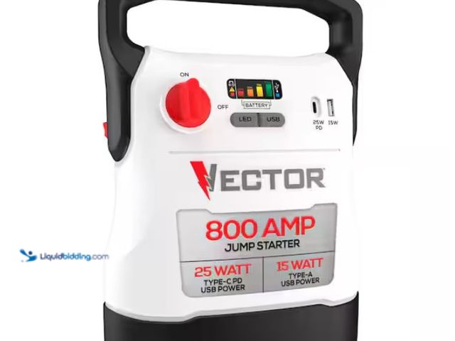 Lot 49-1574967 - VECTOR 800 Amp Jump Starter with USB Power, Model # VECJ8, Unused, Powers on.   Ref#AHDSB0205