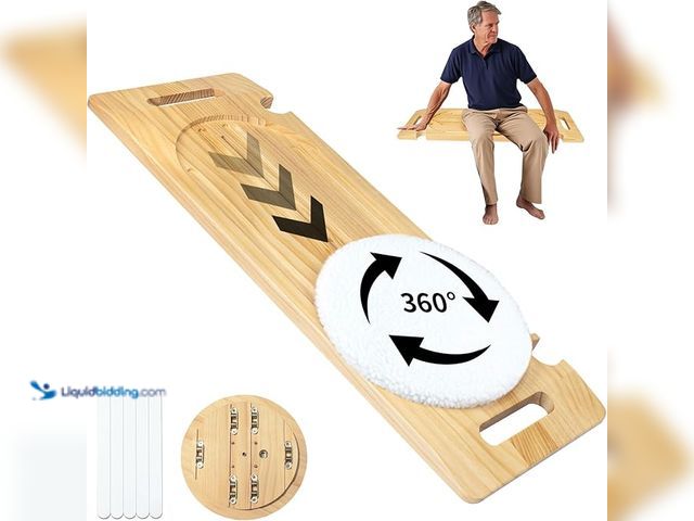 Lot 49-1572242 - Slide Transfer Board, Wooden Transfer Board with Track Pulley Turntable, Heavy-Duty Sliding Board Ho...