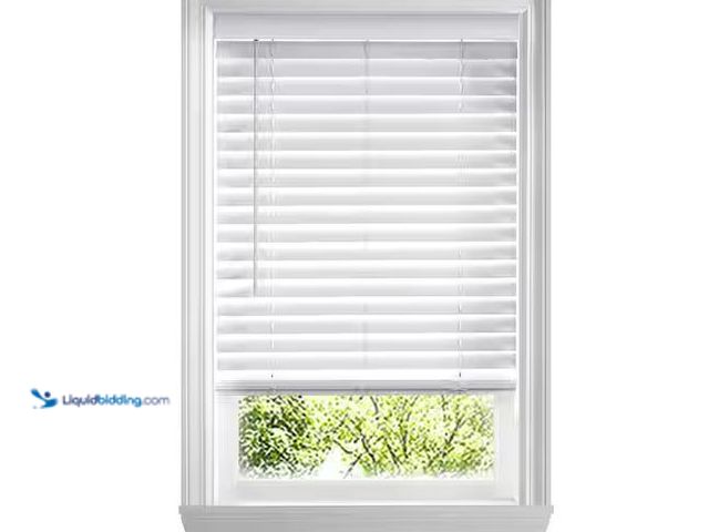 Lot 49-1576322 - Home Decorators Collection White Cordless Faux Wood Blinds for Windows with 2 in. Slats - 62.5 in. W...
