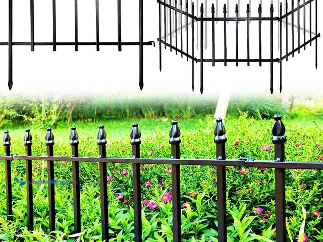 Lot 49-5413422 - Metal Decorative Garden Fence 22" Wide x 18" High (5 Panels, Total Length 9.17 feet), Metal Border F...