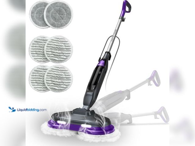 Lot 49-5437556 - Scrub & Steam Mop with Rotating Mop Pads, LED Headlights, 6 Scrub Pads, Large Tank, Swivel Steering....