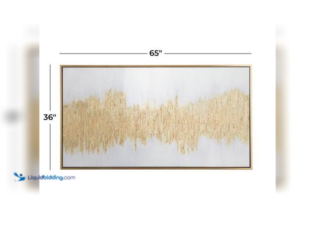 Lot 49-2024748 - Litton Lane 1- Panel Geode Glitter Flakes Framed Wall Art with Gold Frame 36 in. x 65 in.. Model # 0...