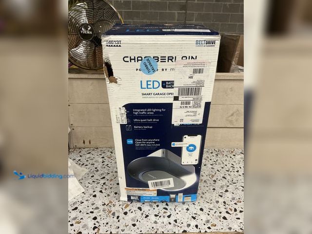 Lot 49-5453495 - Chamberlain 3/4 HP LED Smart Quiet Belt Drive Garage Door Opener with Battery Backup. [Model # B4613...