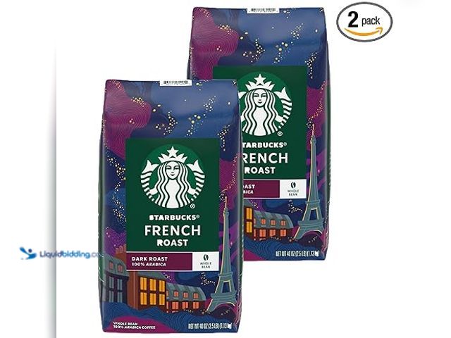 Lot 49-5411659 - 2 Packs of 40 Oz Starbucks French Roast Whole Bean Coffee = 2 x 40 Oz = 80 Oz unused