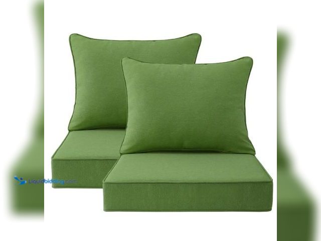 Lot 49-3473759 - Outdoor Patio Chair Cushions Set, Set of 2, Water-Repellent, Fade Resistant, Deep Seat Bottom and Ba...