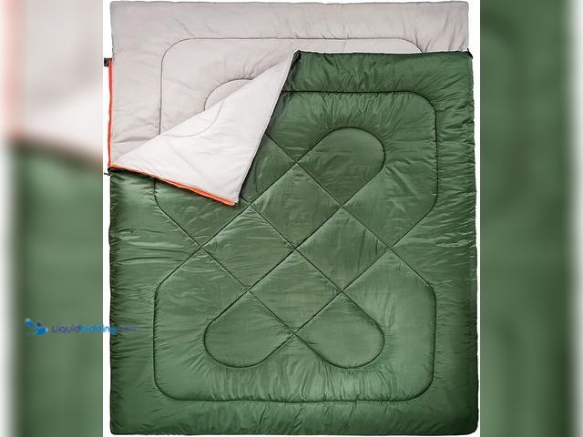 Lot 49-1627092 - Amazon Basics Double Sleeping Bag for Adults, 40°F Cold Weather Two-Person Camping Bag, Queen Size 8...