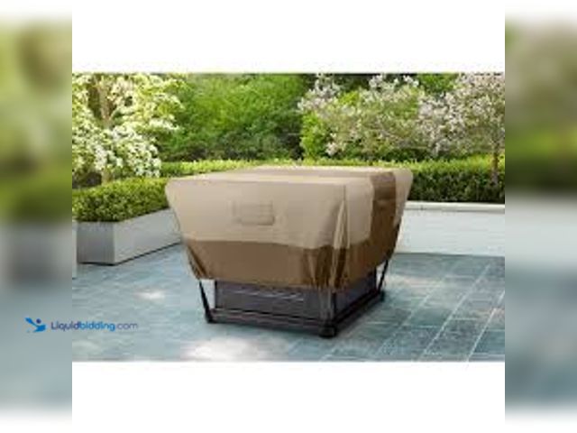 Lot 49-5485818 - Hampton Bay 35.25 in. L x 35.25 in. W x 18 in. H Beige Patio Square Fire Pit Cover. Model # HB210115...