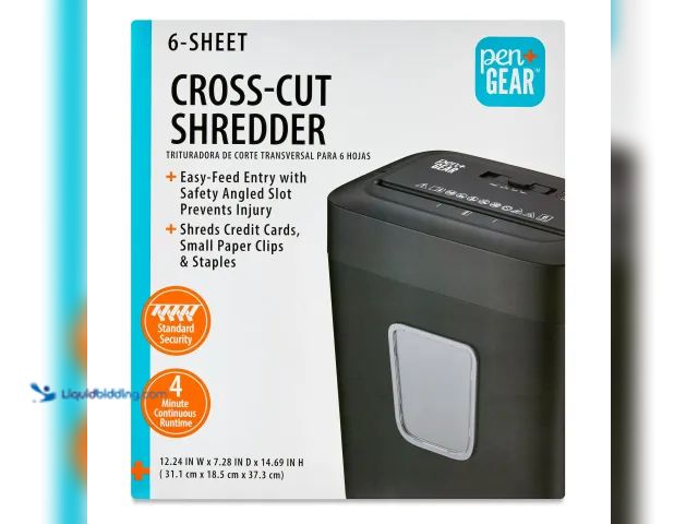 Lot 49-1627195 - Pen+Gear 6-Sheet Cross-Cut Paper/Credit Card Shredder with 3.7 Gallon Bin, Black, Home & Office Use ...