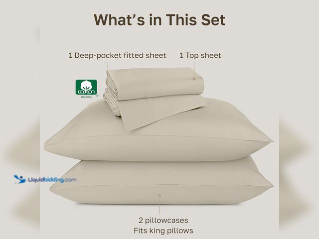 Lot 49-5539621 - California Design Den Deep Pocket King Sheet Set - Luxury 800 Thread Count Sheets King, 100% Cotton ...