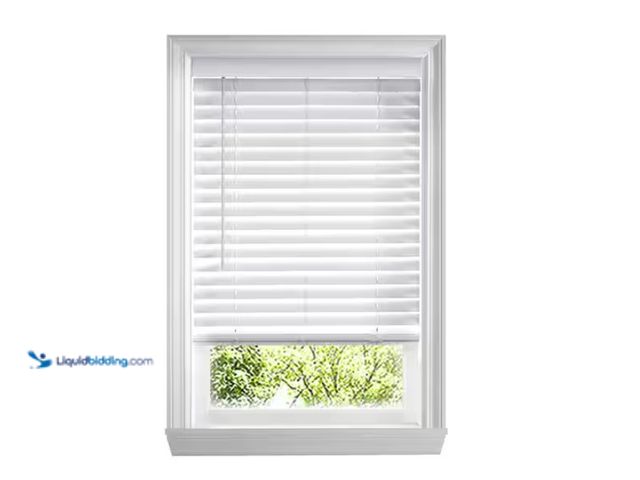Lot 49-1622786 - Home Decorators Collection White Cordless Faux Wood Blinds for Windows with 2 in. Slats - 70 in. W x...