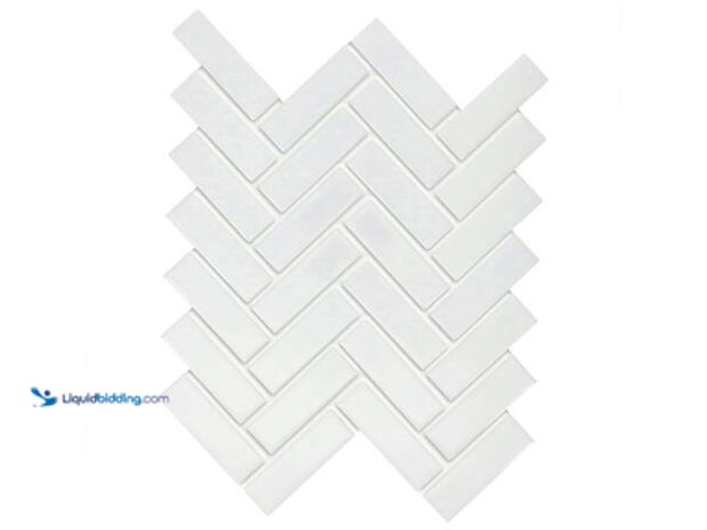Lot 49-5553519 - QTY 6 - Daltile Restore Bright White Glossy 9 in. x 12 in. Glazed Ceramic Herringbone Mosaic Tile (6...