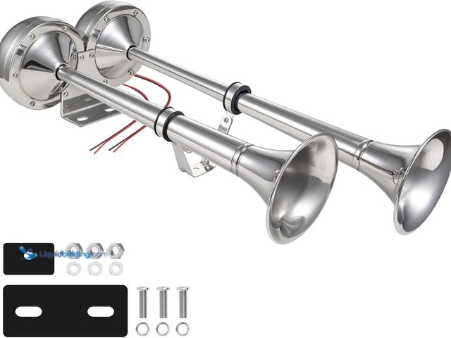Lot 49-3509719 - Boat Horns 12V, Marine Boat Trumpet Horn Polished Stainless Steel Marine Horn, BANHAO Low and High T...