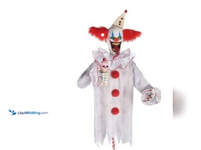 Lot 49-1540233 - Party City Light-Up Talking Ice Scream Clown Yard Stake, 7.5ft - Halloween Decoration, Sound & Motio...