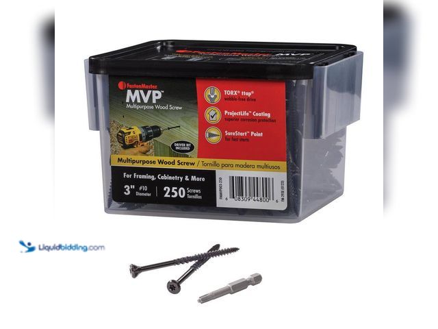 Lot 49-3563742 - #10 x 3 in. Torx TTAP Drive SureSink Flat Head MVP Multipurpose Wood Screw (250 Pack) Unused