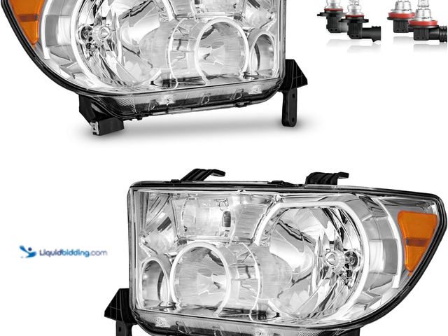 Lot 49-3527397 - Headlights W/Bulbs for 2007-2013 Toyota Tundra, Fits 2008-2017 Sequoia (Fits 12-14 Sequoia Models WI...