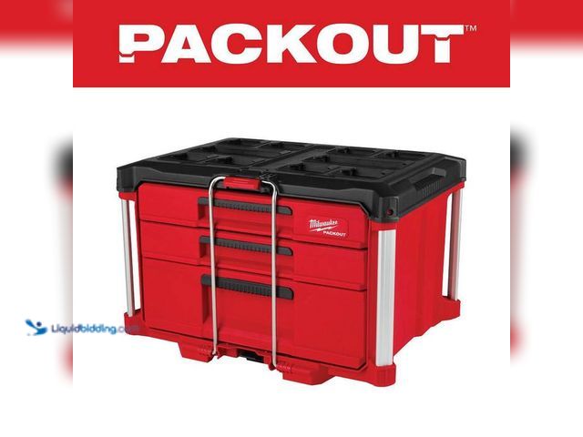 Lot 49-2024650 - Milwaukee PACKOUT 22 in. Modular 3-Drawer Multi Drawer Tool Box with Metal Reinforced Corners and 50...