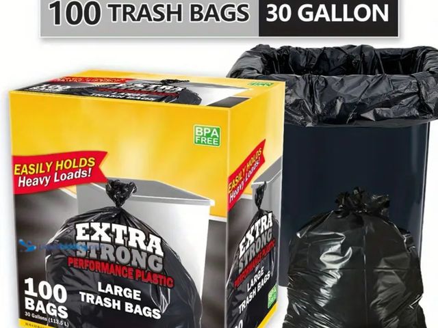 Lot 49-1814157 - New 30 Gallon Black Trash Bags (100 BAGS)