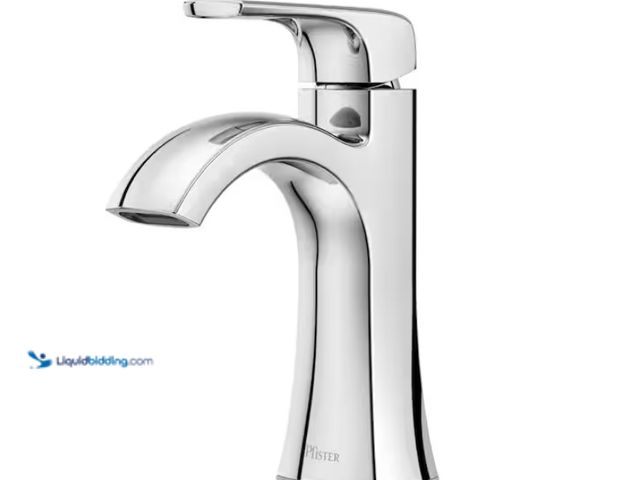 Lot 49-1628237 - Pfister Bruxie Single-Handle Single-Hole Bathroom Faucet with Deckplate and Drain Kit Included in Po...