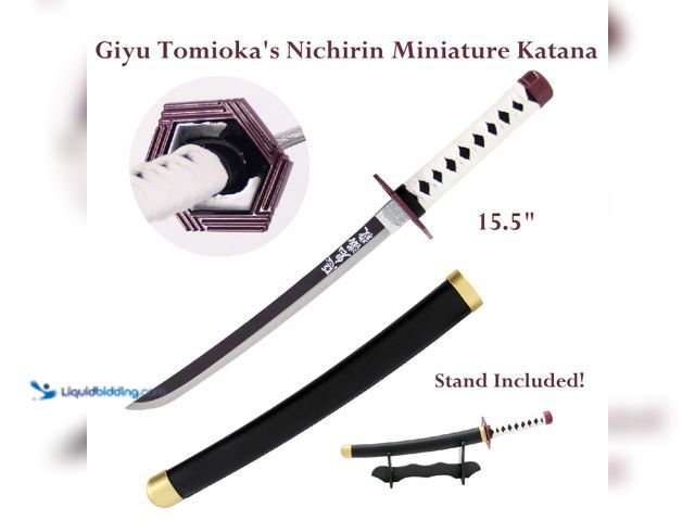 Lot 49-3435306 - Giyu Tomioka's Nichirin Miniature Katana 15.5" with 9.5" Stainless Steel Blade - NEW - This carefull...