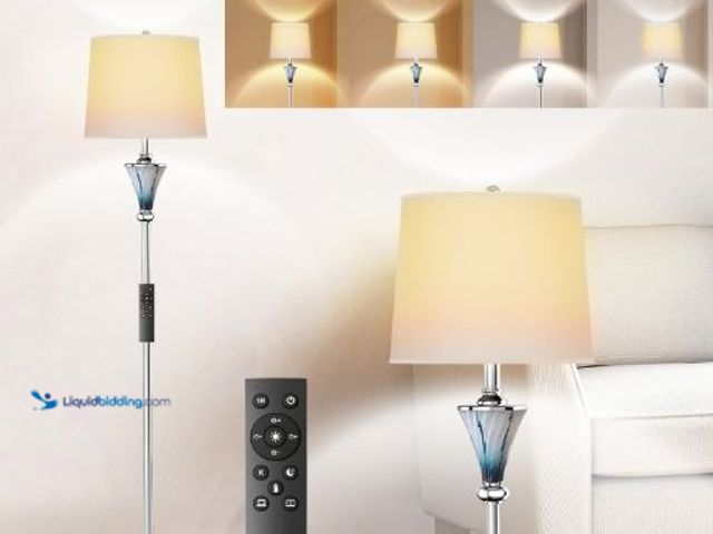Lot 49-5436486 - Blue Glass Floor Lamp, Smart Floor Lamps for Living Room, Modern Standing Lamps with Remote Control,...