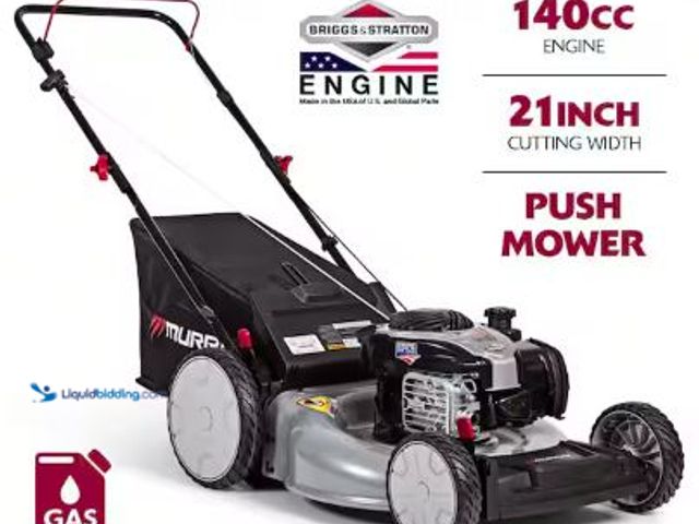 Lot 49-5436326 - Murray 21 in. 140 cc Briggs and Stratton Walk Behind Gas Push Lawn Mower with Height Adjustment. Mod...