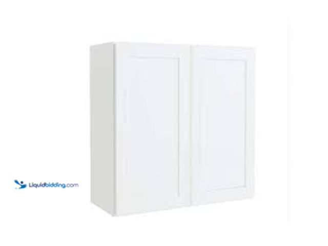 Lot 49-5461481 - Hampton Bay Shaker 27 in. W x 12 in. D x 30 in. H Assembled Wall Cabinet in Satin White. Model # KW2...