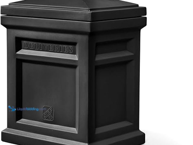 Lot 49-2022985 - Step2 Express Parcel Delivery Box, Large Outdoor Package Bin with Lid, Weather-Resistant, Black, Mod...