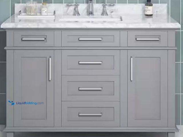 Lot 49-1517528 - Home Decorators Collection Sonoma 48 in. Single Sink Pebble Gray Bath Vanity with Carrara Marble Top...